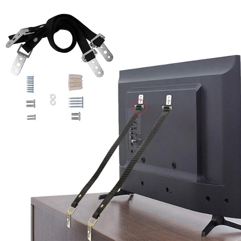 2 Pack Heavy Duty Anti Tip Furniture Straps Set for Cabinets and Home Appliances Black Zinc Alloy - Image 2